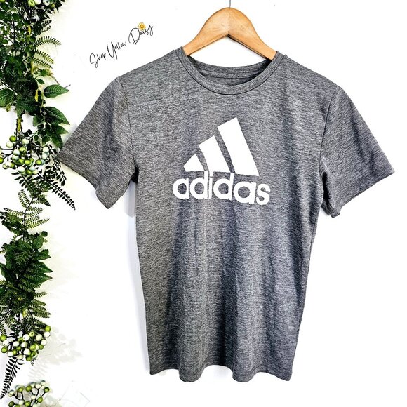 Adidas Gray T-Shirt M‎ Youth 10/12 Crew Neck Short Sleeve ~SS140.4 - Picture 1 of 3